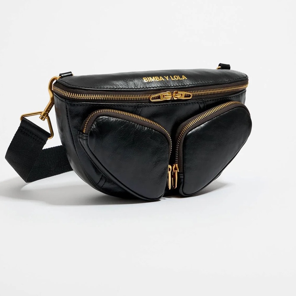 BIMBA Y Lola black leather bumbag